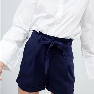 NWT ASOS Navy Tailored Shorts w Tie Waist